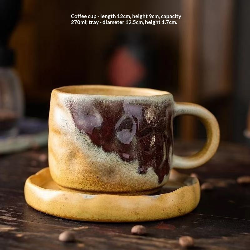 Coarse Vintage Ceramic Coffee Cup - Retro Style, 270ml