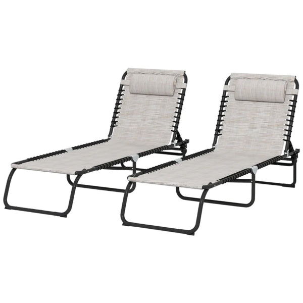 Portable Folding Lounge Chairs with Reclining Positions - Cream White