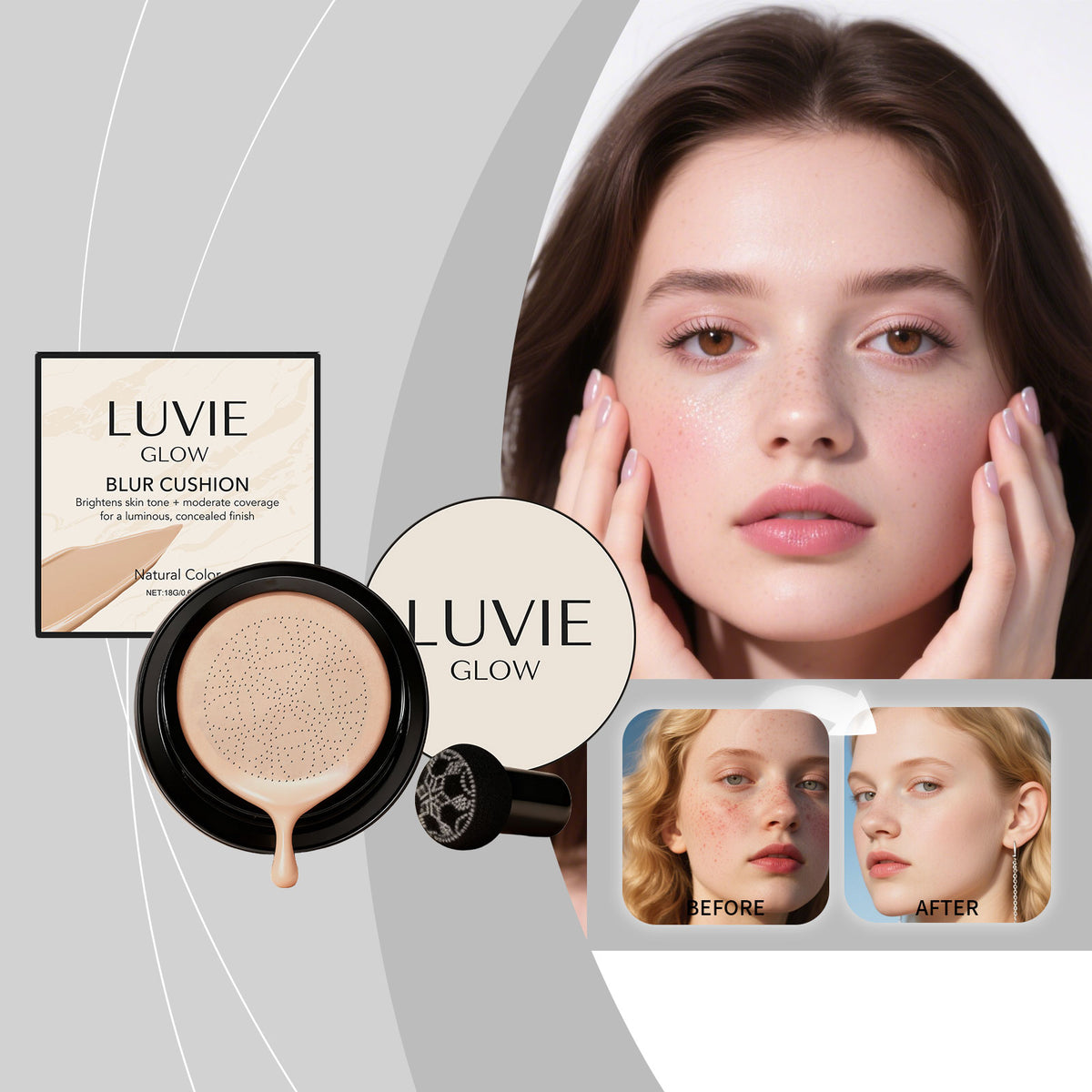 Natural Shade Cushion Foundation 18g - Flawless Face Makeup