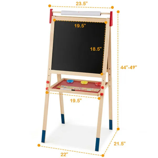 3-in-1 Kids Art Easel - Double-Sided Magnetic Board with Paper Roll