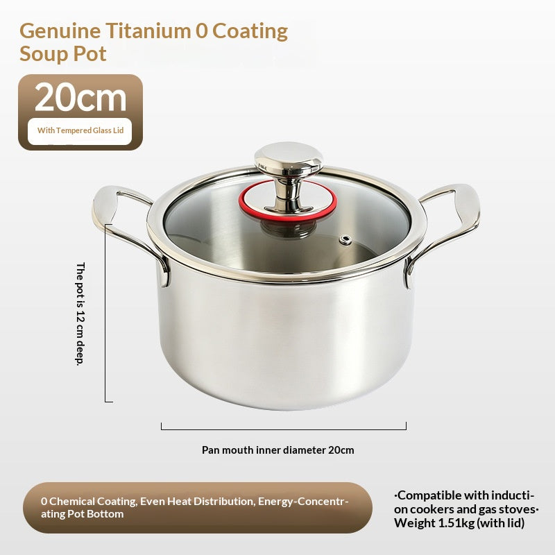 3.1L Thickened Uncoated Simmer Pot with Glass Lid - Kitchen Cooking Utensil