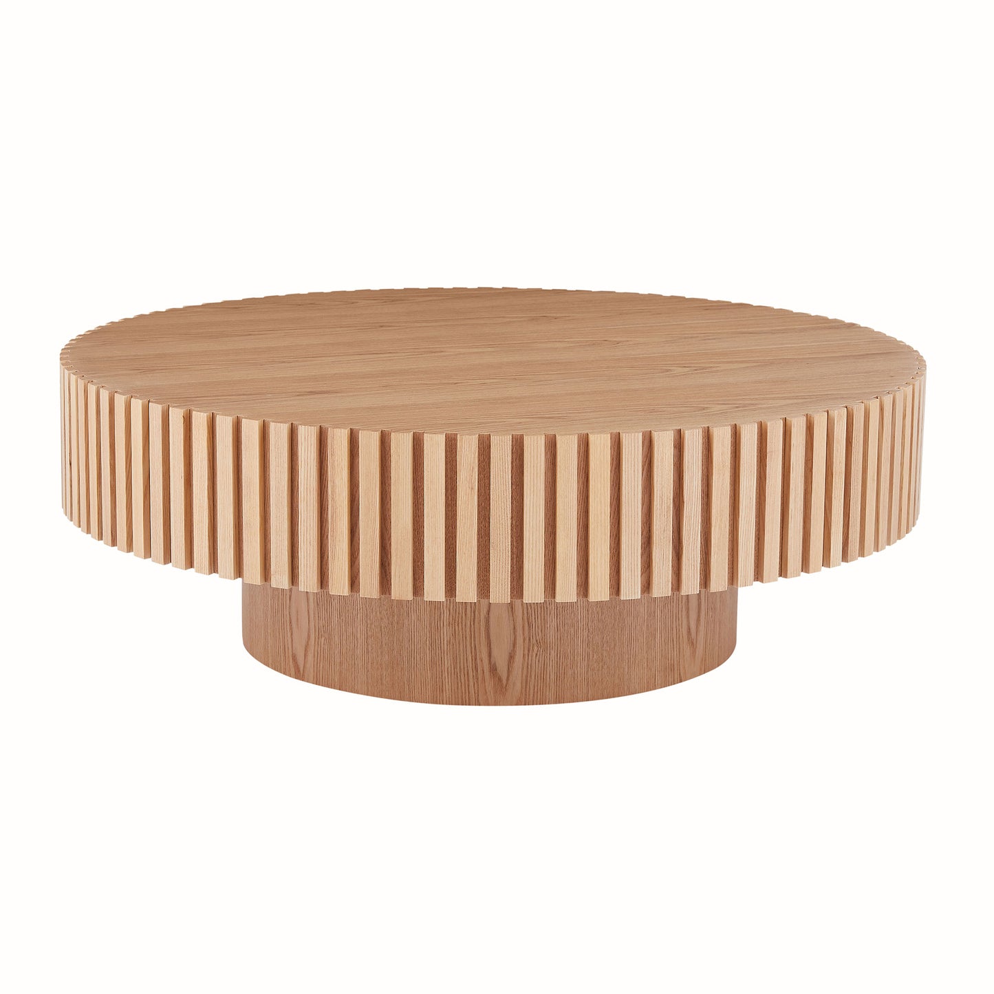 Natural Wood Coffee Table - Handcrafted Round MDF Design