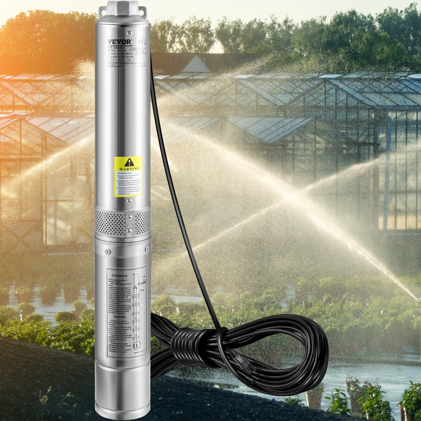 Deep Well Submersible Pump 0.5HP 115V Stainless Steel Water Pump for Irrigation & Home Use