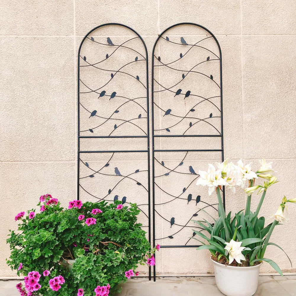 Metal Garden Trellis Support for Climbing Plants - 71" x 19.7" - Black