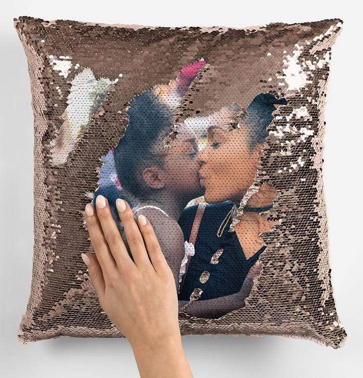 Personalized Rose Gold Sequin Cushion Cover 40x40cm Custom Pillowcase