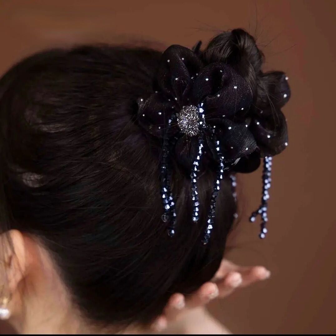 Flower Ball Grip Hairpin - Black