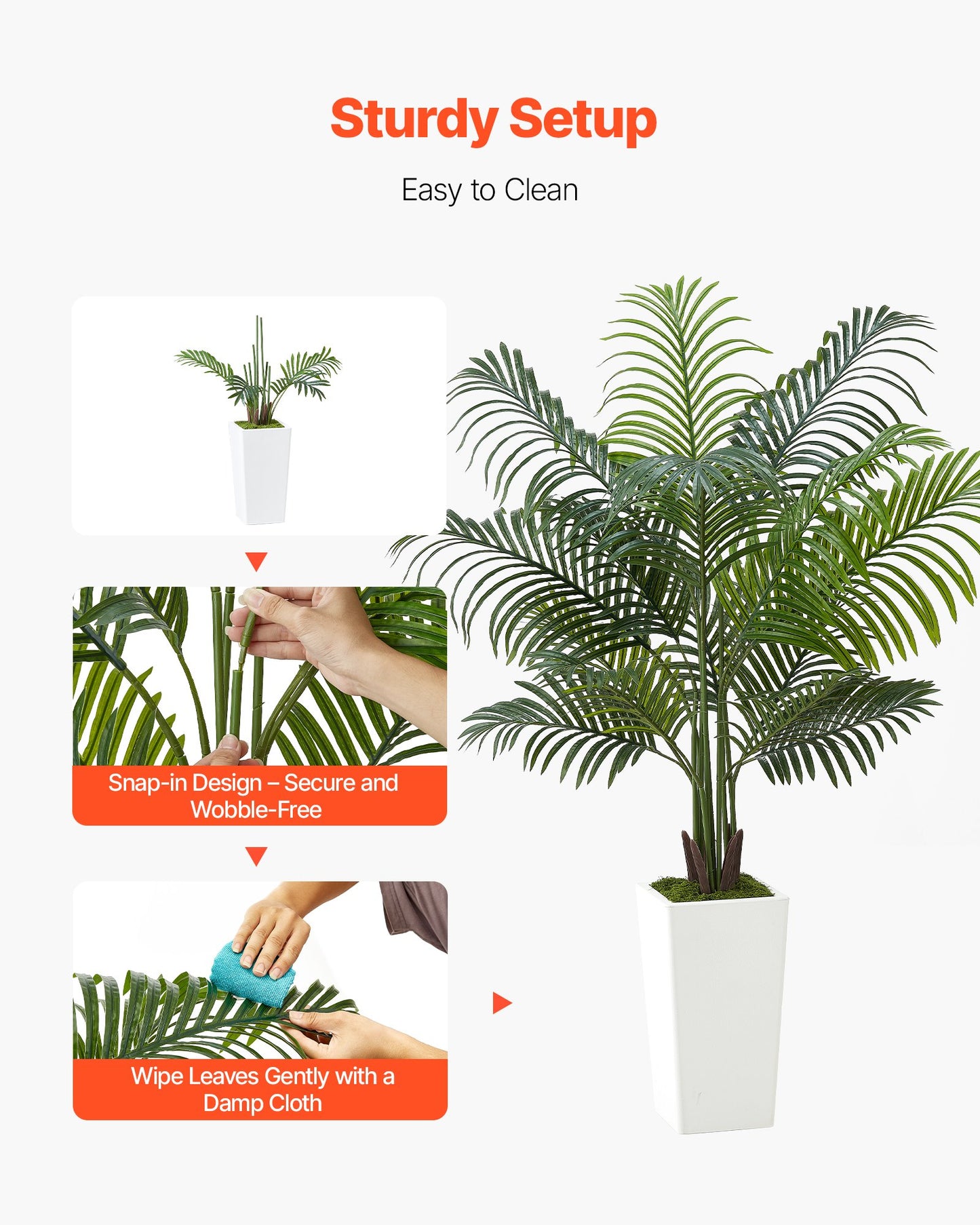 5ft Artificial Areca Palm Tree Faux Plant in Pot for Home Office Decor - Green