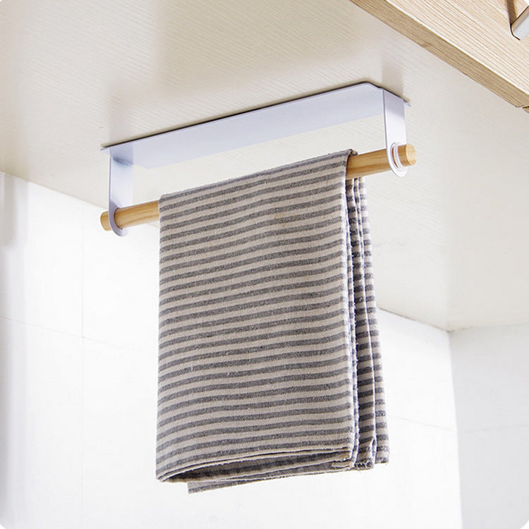 Adhesive Wall Hanging Towel Rack - Punch-Free Metal Kitchen Bathroom Organizer