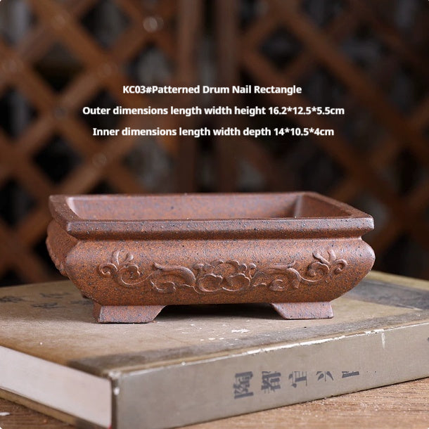Small Purple Clay Flower Pot - Wood-Fired Indoor Plant Container for Desk or Study