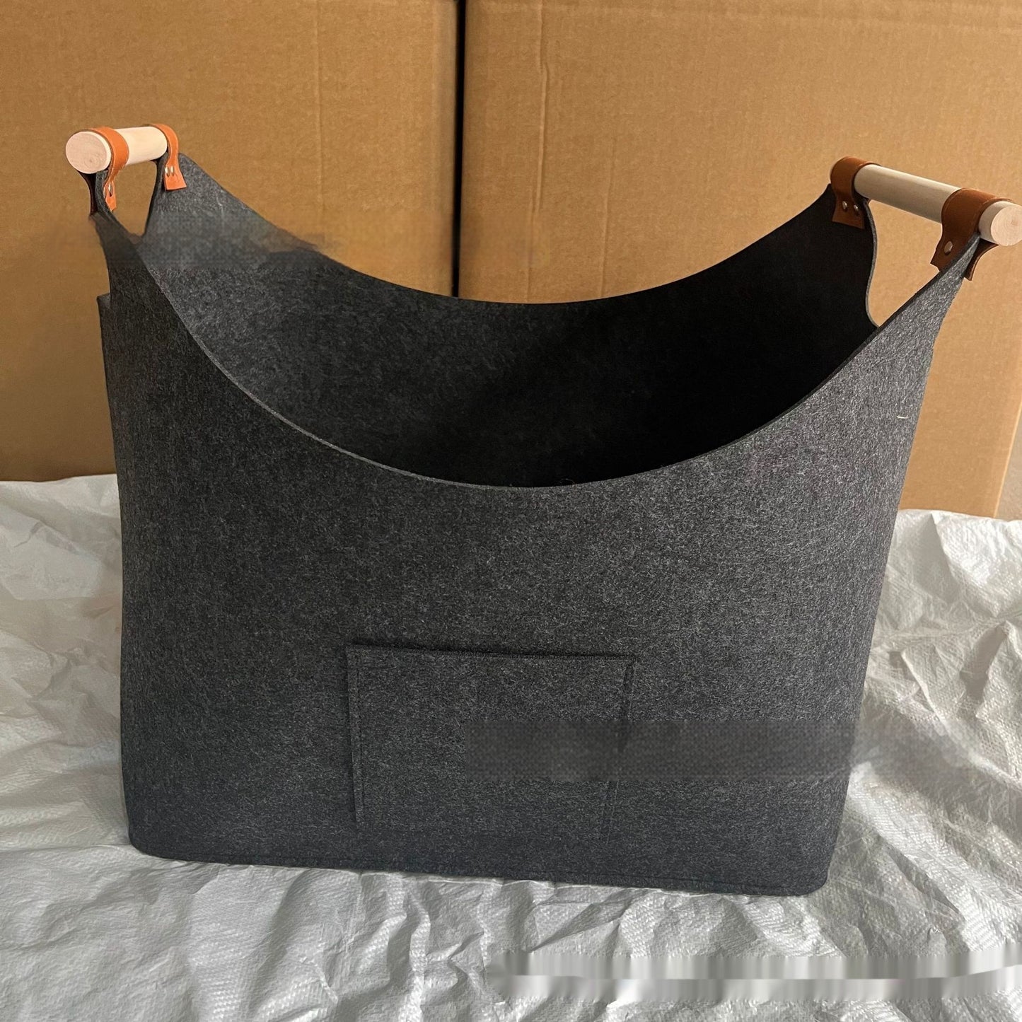 Felt Firewood Storage Basket for Home & Garden - Lightweight Polyester Organizer