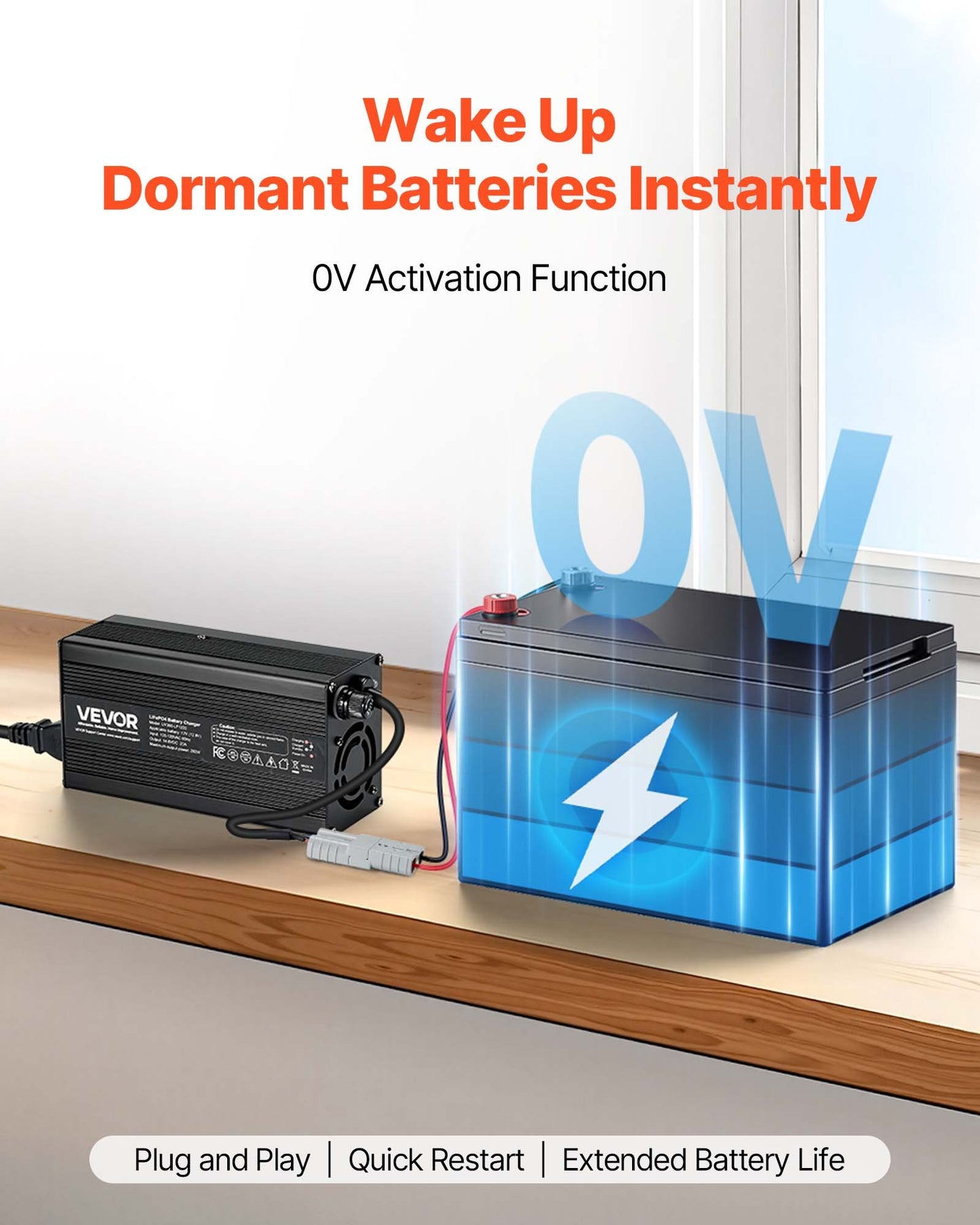 12V 20A Lithium Battery Charger for LiFePO4 Batteries - Smart 14.6V AC/DC