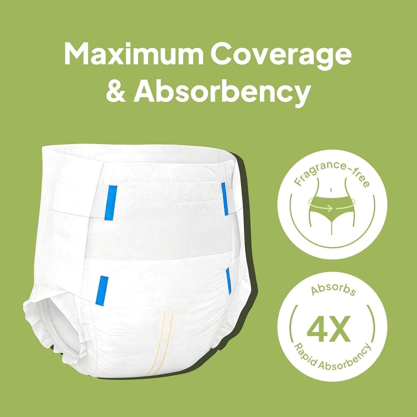 Disposable Adult Briefs with Adjustable Tabs - Multiple Sizes