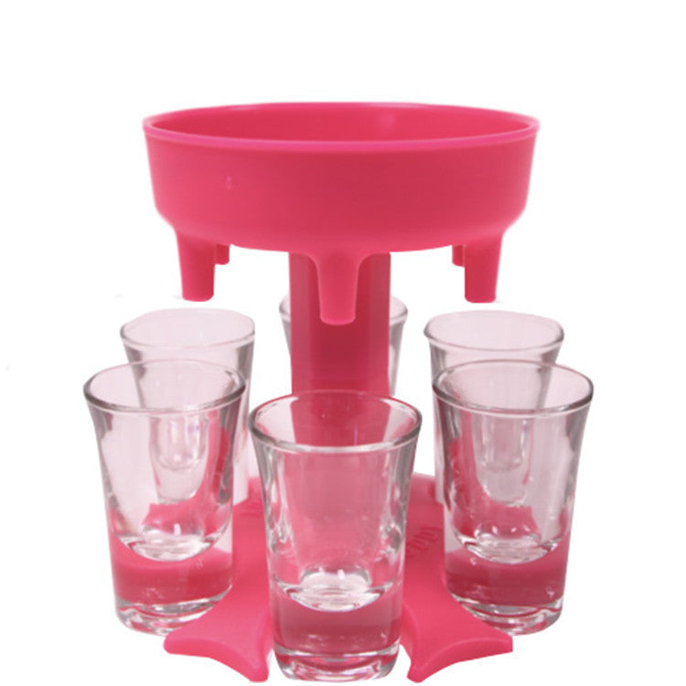 6-Shot Glass Dispenser Holder Rack Bar Accessories for Drinking Games and Parties