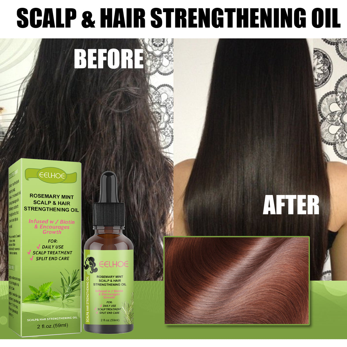 Rosemary Mint Hair Growth Oil for Scalp Massage and Nourishment - 59ml