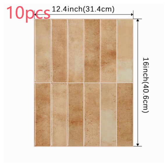 Waterproof 3D Self-Adhesive Wall Sticker for Kitchen Bathroom - High Temp Resistant