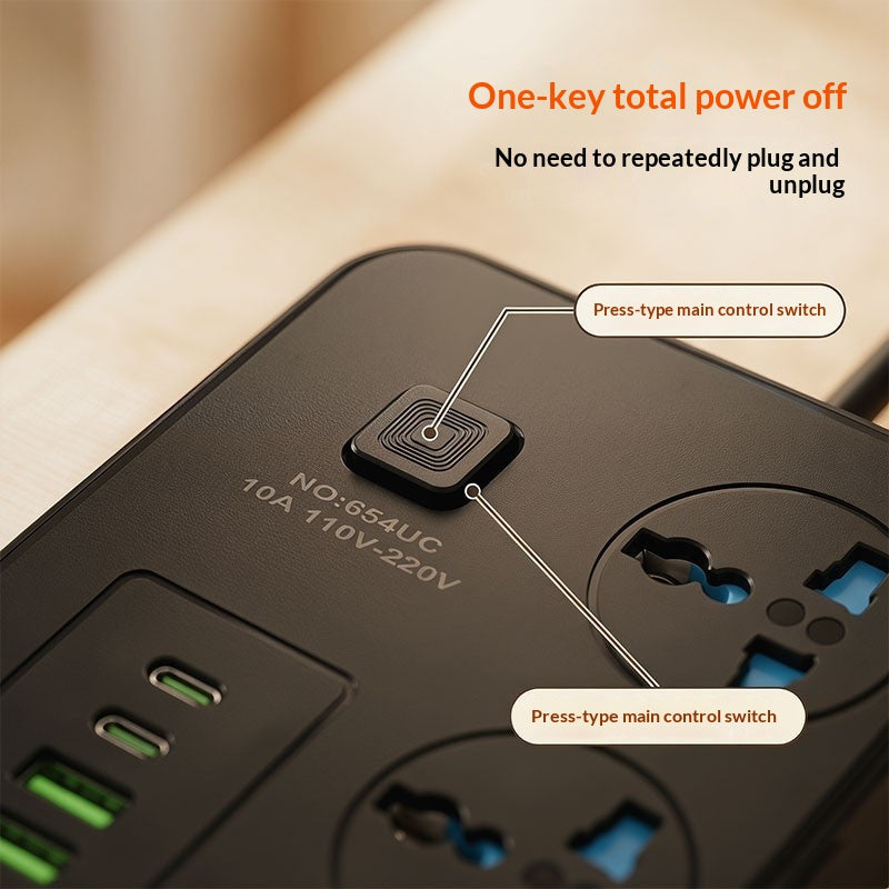 Universal Power Strip with Multiple Socket Types and Length Variants