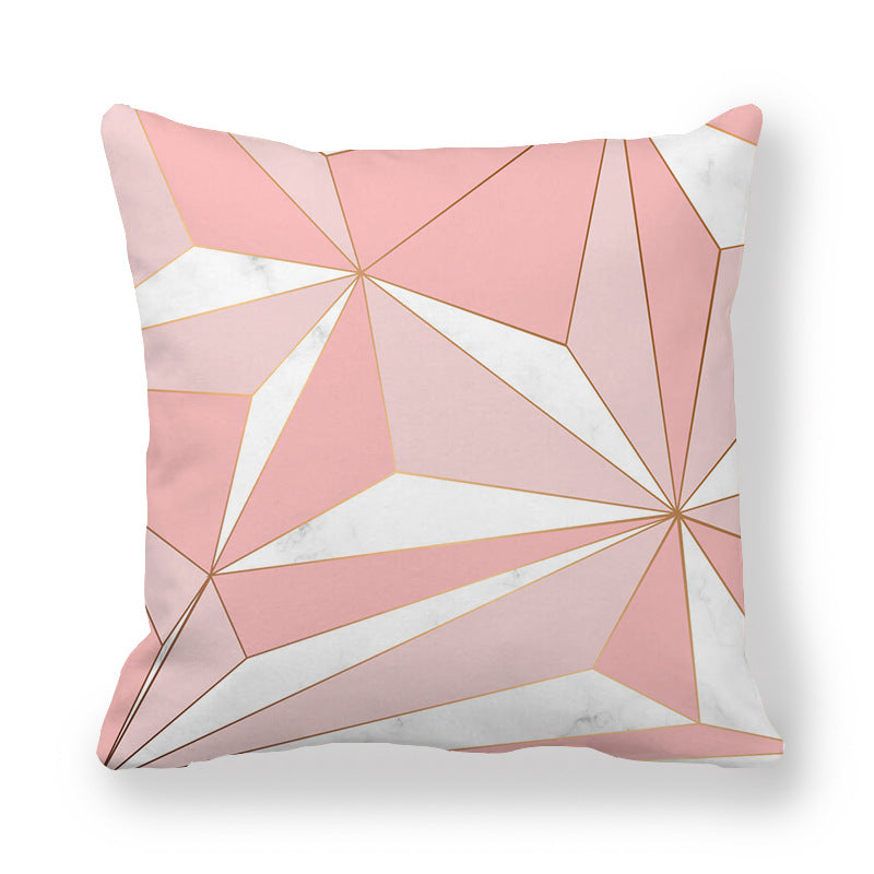 Geometric Pattern Pillow Cover Peach Skin Fabric Decorative Cushion Cover