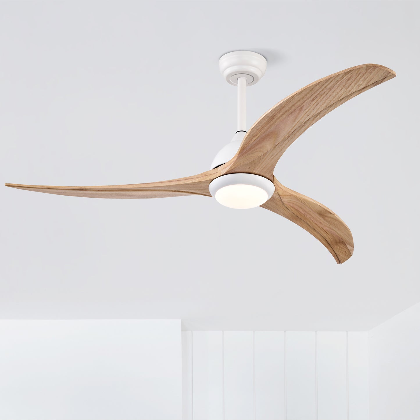 52-Inch Matte White Ceiling Fan with Light & Remote Control