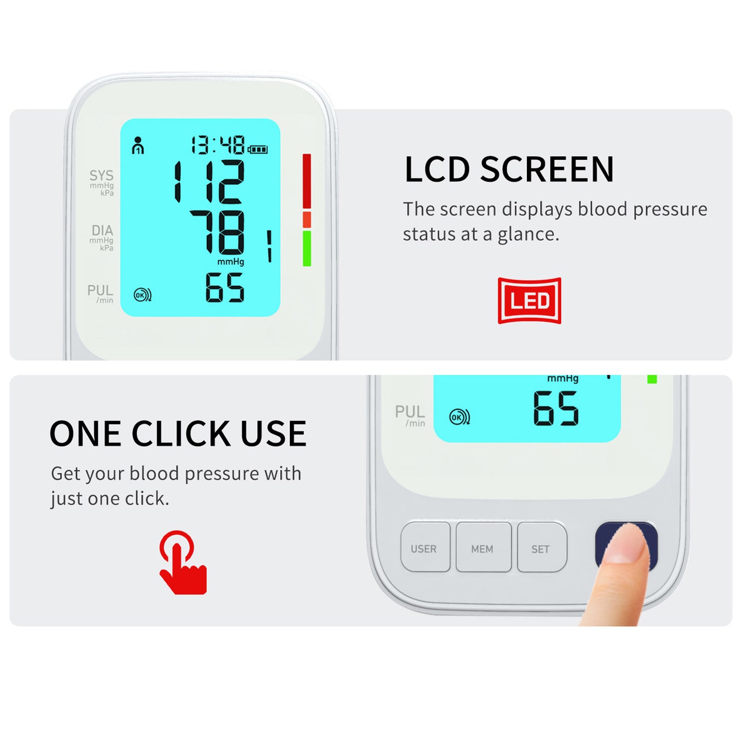 Blood Pressure Gauge LCD Display Smart Storage Portable Accurate Arm