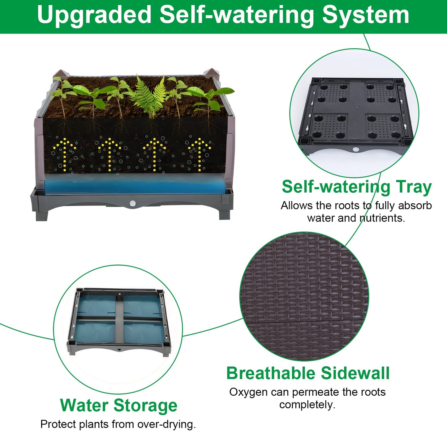 Outdoor Garden Flowerpot with Self-Watering Tray - Brown