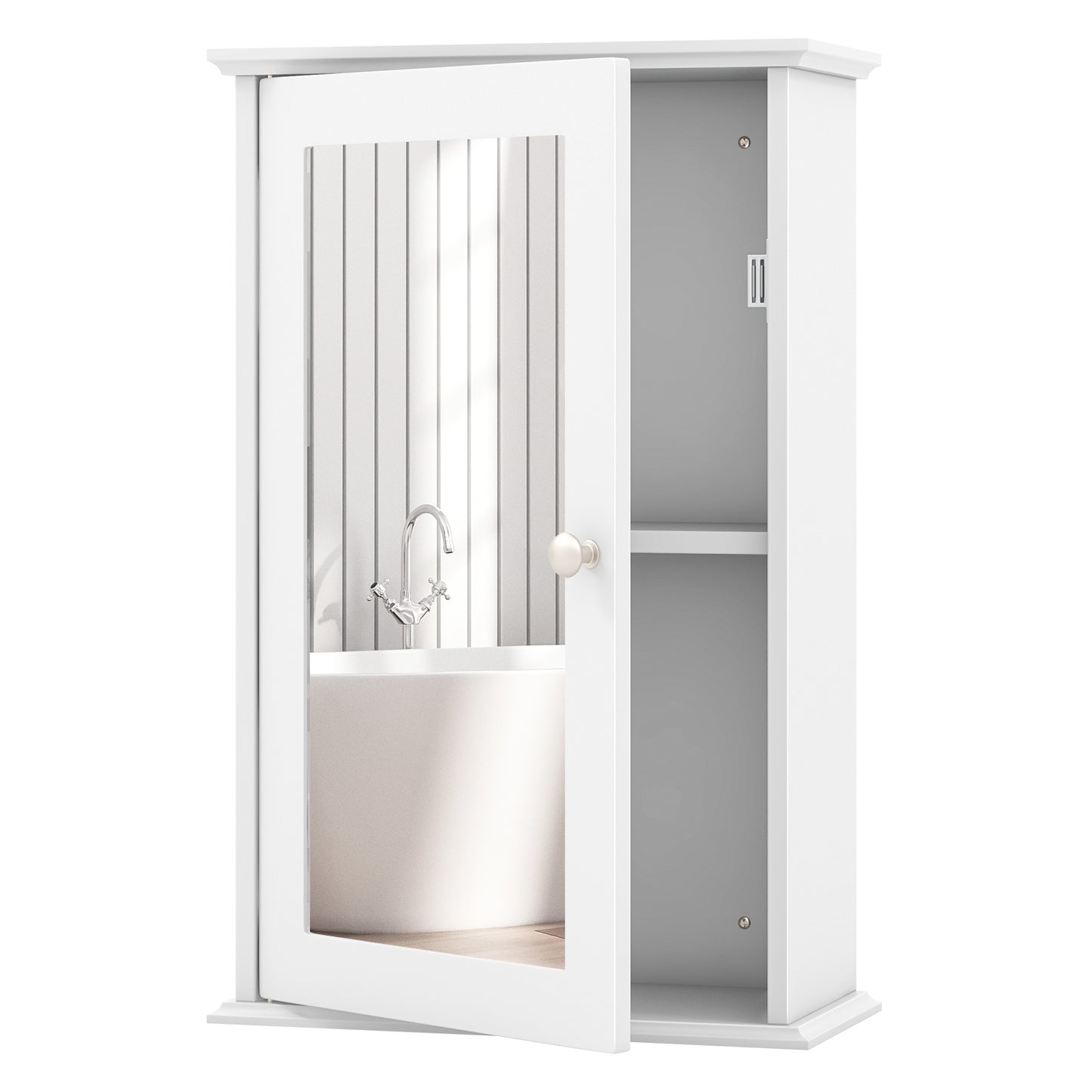 Wall-Mounted Bathroom Cabinet with Mirror Door & Adjustable Shelves
