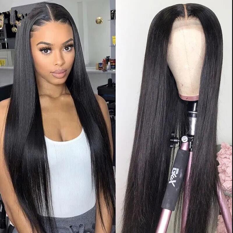 Ladies Long Straight Synthetic Wig - Black, Mid-Length, Natural Look