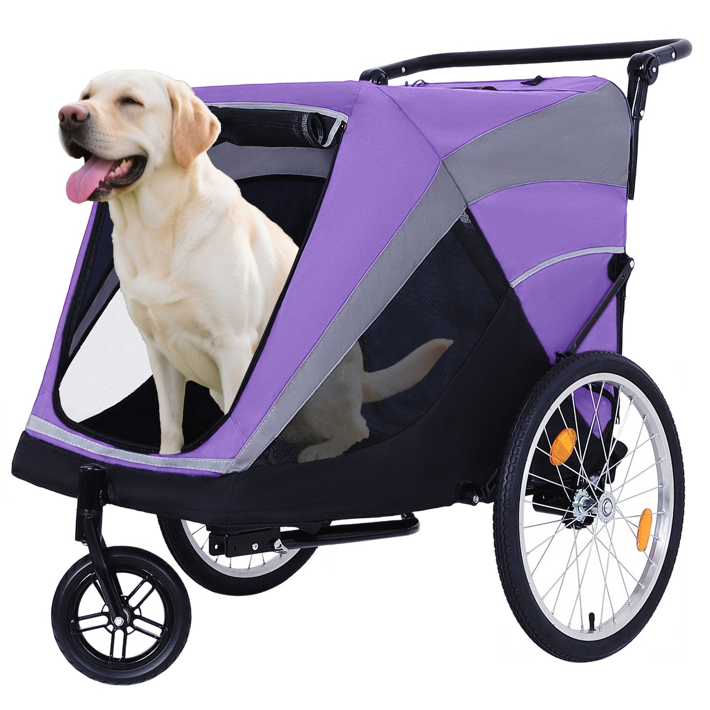2-in-1 Pet Bike Trailer & Push Cart with Detachable Hitch - Holds Up to 100 lbs