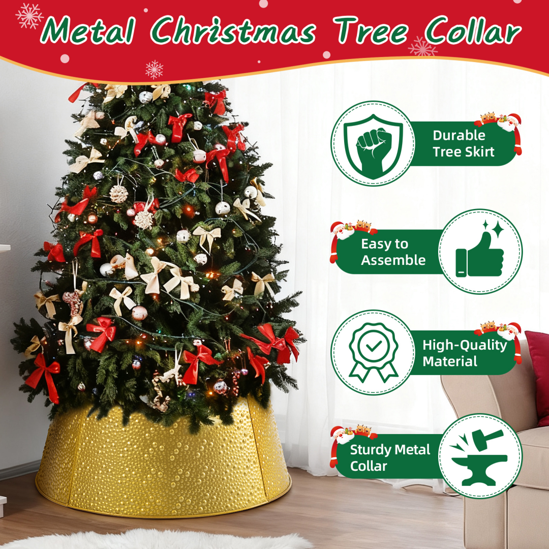 Metal Christmas Tree Collar - Durable Waterproof Tree Base Cover