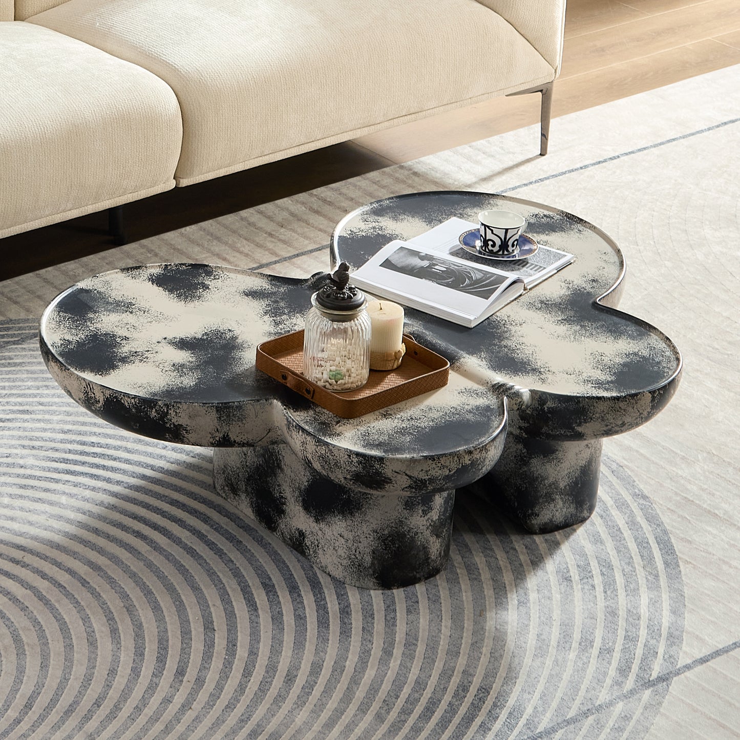 Butterfly Design Style, Coffee Table, Imitation Natural Limestone
