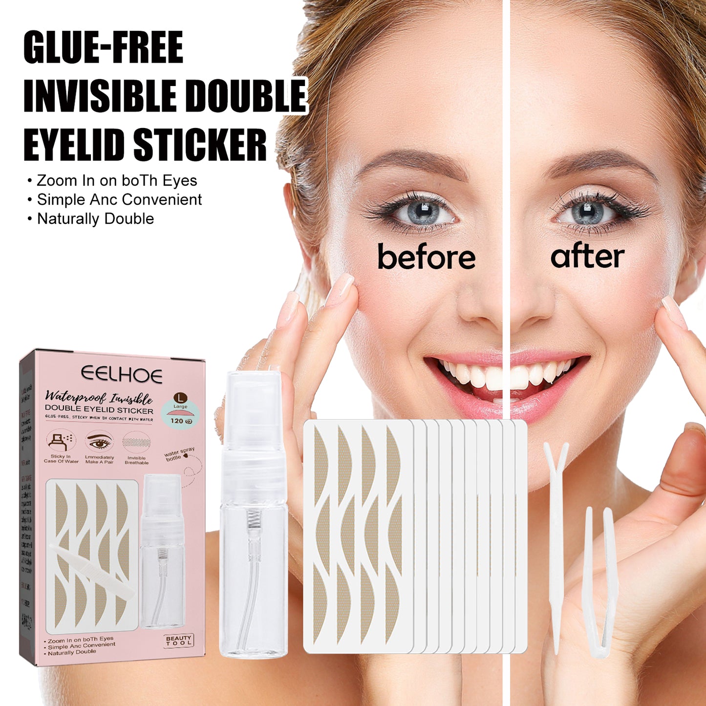 Invisible Lace Double Eyelid Tape - Waterproof Natural Eye Lift Stickers