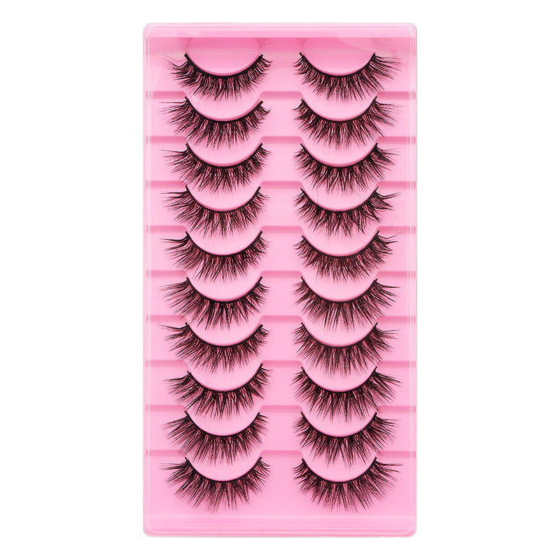 False Eyelashes 10 Pairs Natural Thick Curl L Pink Ladder LD Series Set