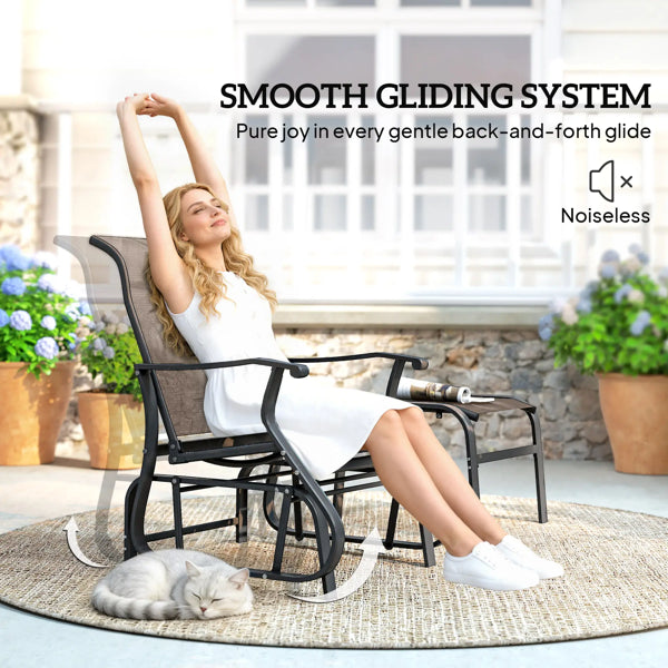 Outdoor Glider Chair with Ottoman - Steel & Breathable Mesh