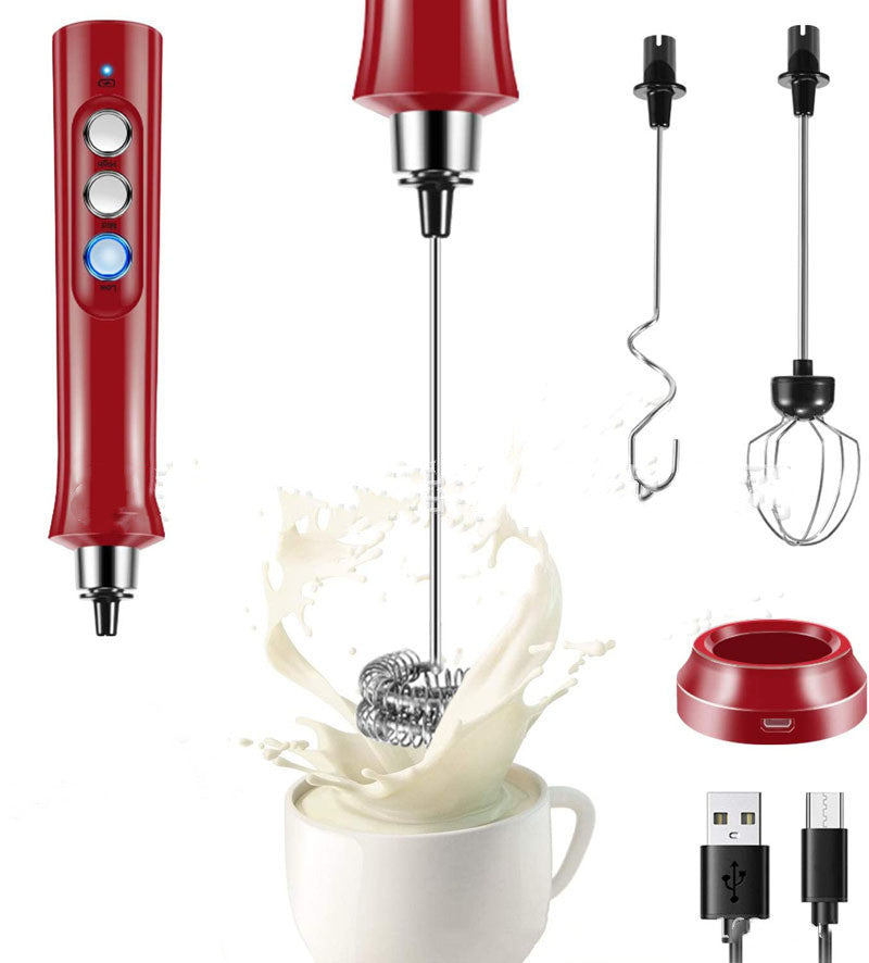 Rechargeable Electric Milk Frother Stainless Steel Mixer for Coffee and Baking