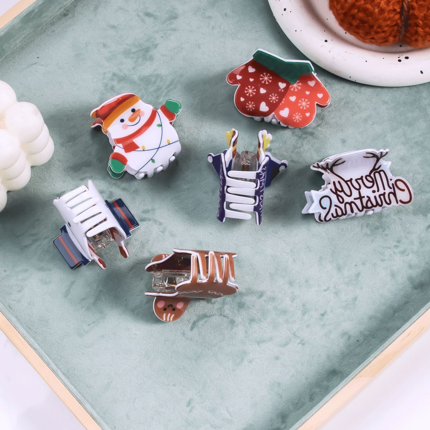 Christmas-Themed Hair Clips Snowman Cookie Hair Accessories for Women