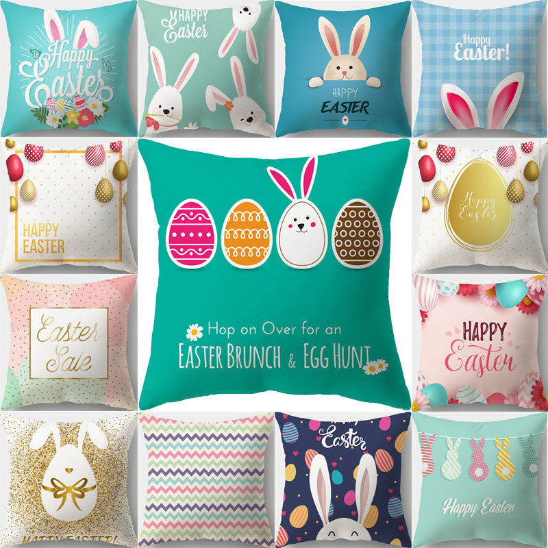 Nordic Minimalist Easter Rabbit Peach Fabric Pillow Cover - Cushion Decor