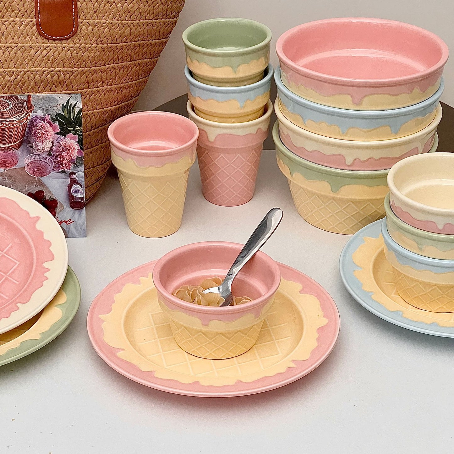 Creative Ceramic Ice Cream Cone Cup - Heat-Resistant 250ml Home Storage