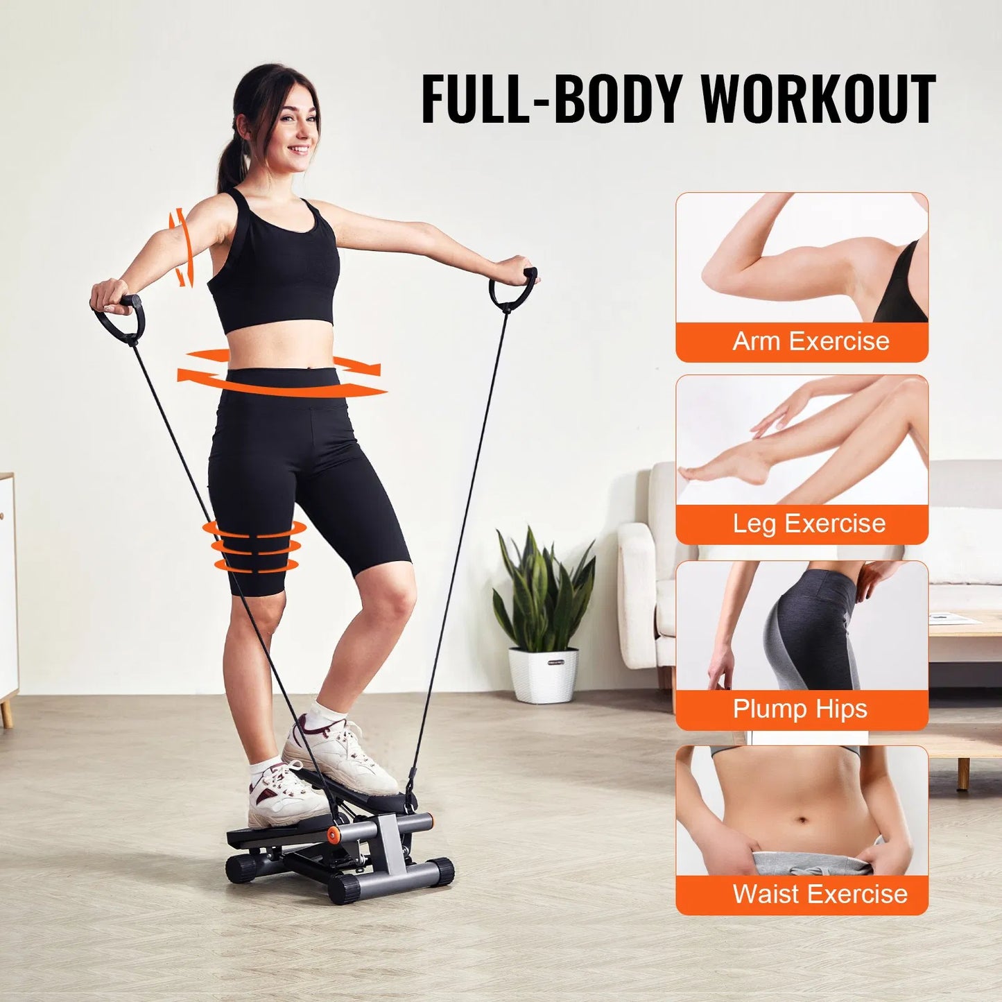 Mini Hydraulic Stepper with Resistance Bands for Home Exercise