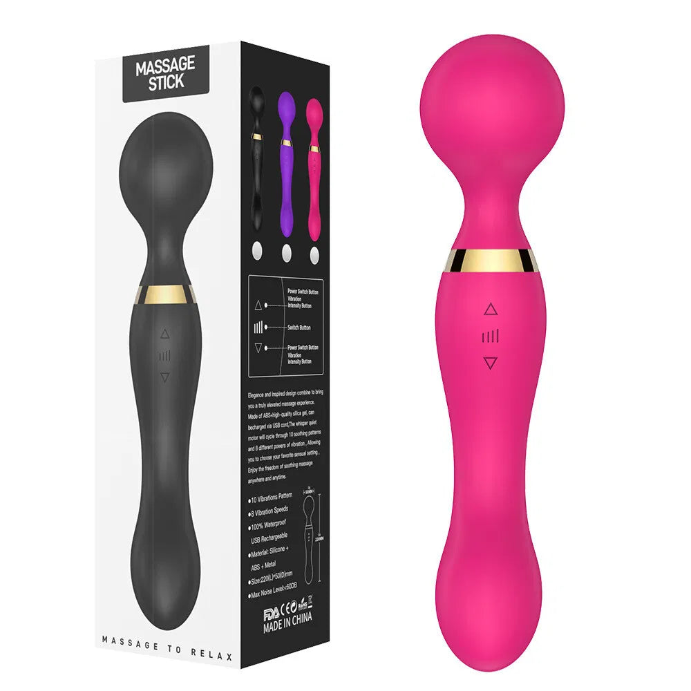 Rechargeable Double Head Wand Massager - 20 Modes & 8 Speeds
