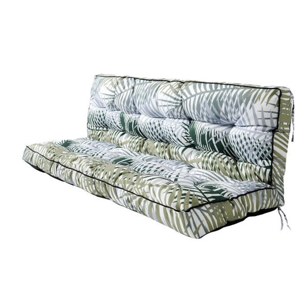 Outdoor Swing Cushions 63 Inch Waterproof 4-Inch Thick Seat Replacement with Backrest & Ties