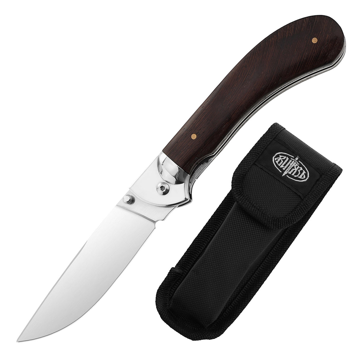 Outdoor Folding Knife - Stainless Steel Blade with Wooden or Ebony Handle