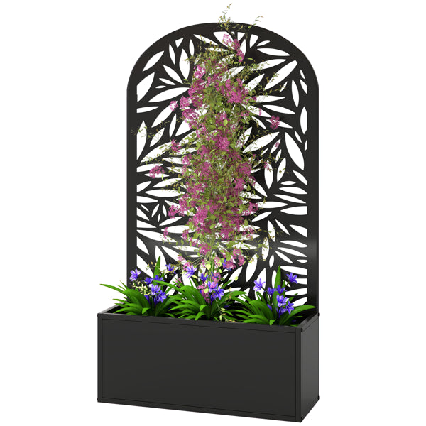 Metal Plant Stand with Trellis - Black Raised Garden Bed