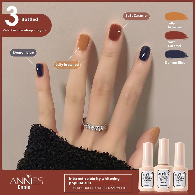 Three-Color Gel Nail Polish Set for Manicure - Nude, Purple, Orange