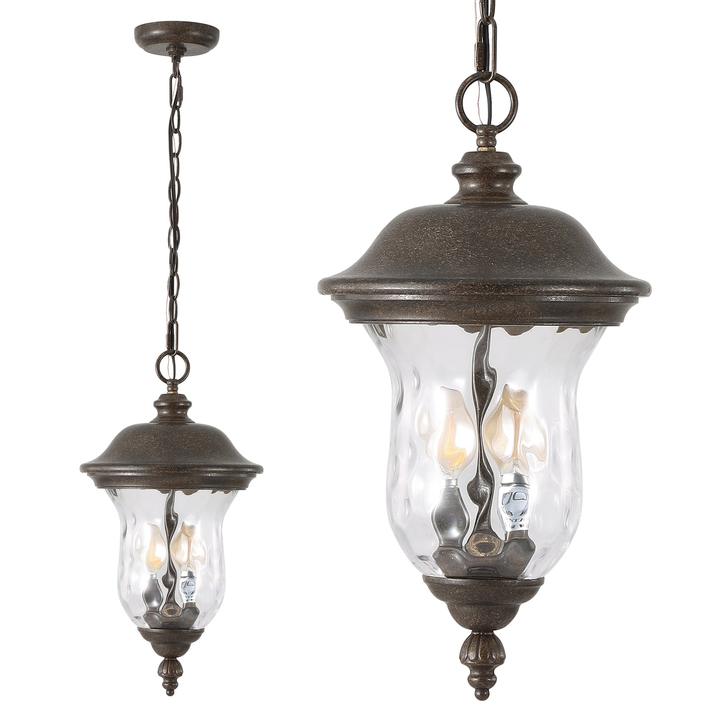 Rustic Outdoor Hanging Lantern - Weatherproof Vintage Pendant Light