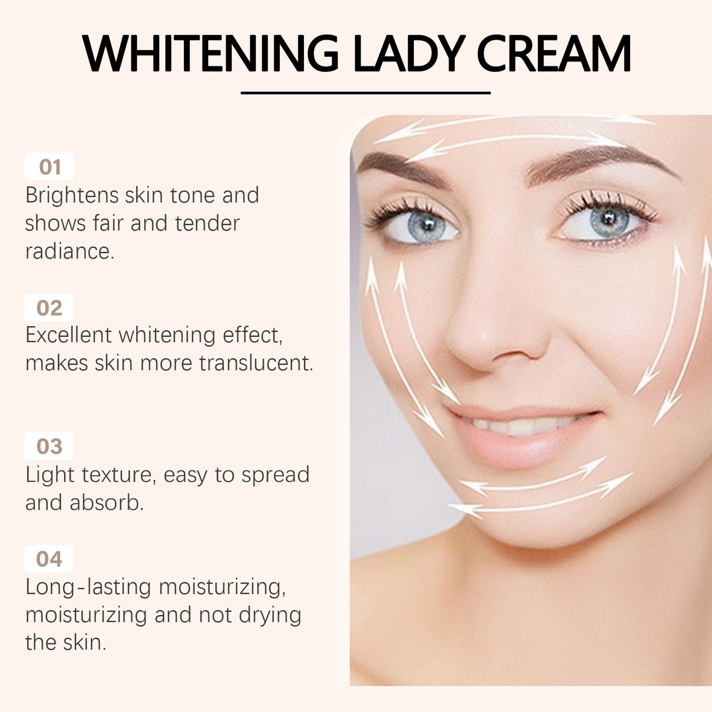 Brightening Whitening Face Cream with Vitamin E and Glycerin - 50g