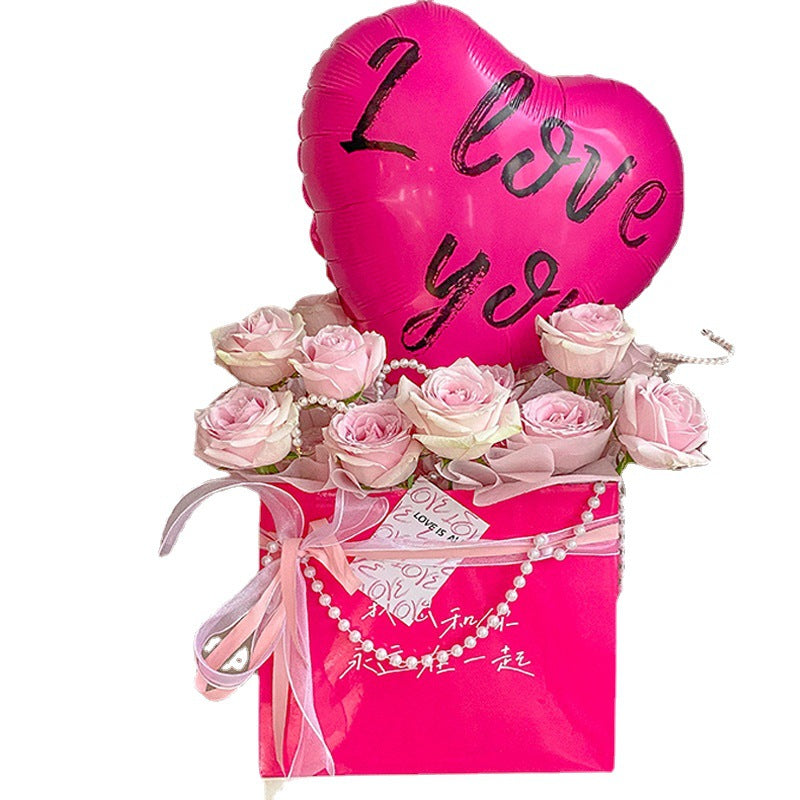 Flower Bouquet Hug Bag Square Flower Packaging Hand Holding Box - Decorative Gift Wrap