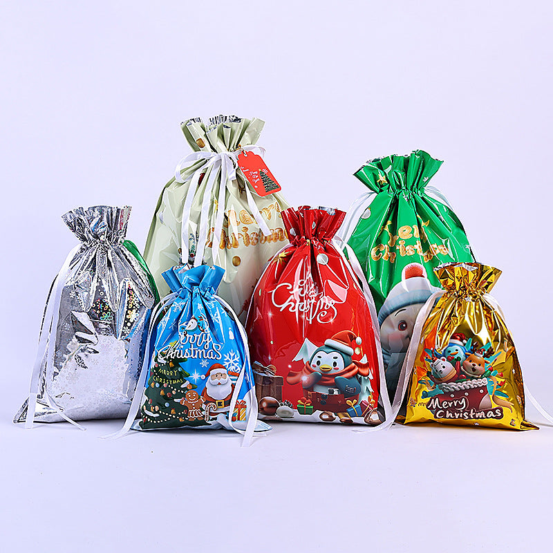 Festive Aluminum Foil Gift Bags for Christmas & New Year Party Packaging