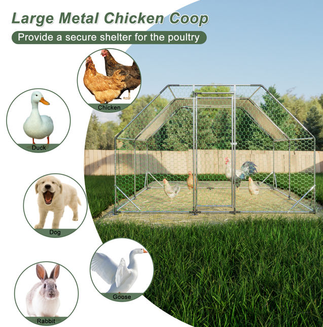 10x13 Foot Heavy-Duty Chicken Coop with Removable Tarp - Pet Houses & Cages