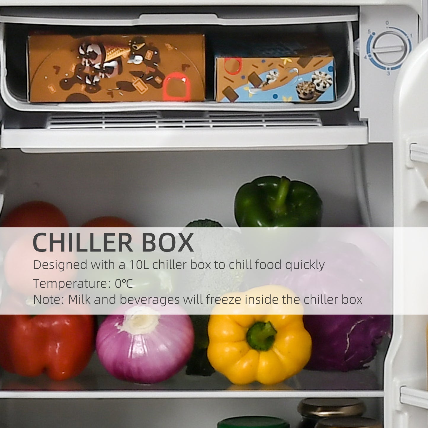 Mini Fridge with Freezer - Compact 3.2 Cu Ft Cooler, Adjustable Thermostat, Reversible Door, Silver