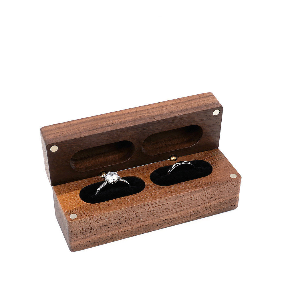 Wooden Jewelry Stud Earrings Storage Box - Black Walnut Finish