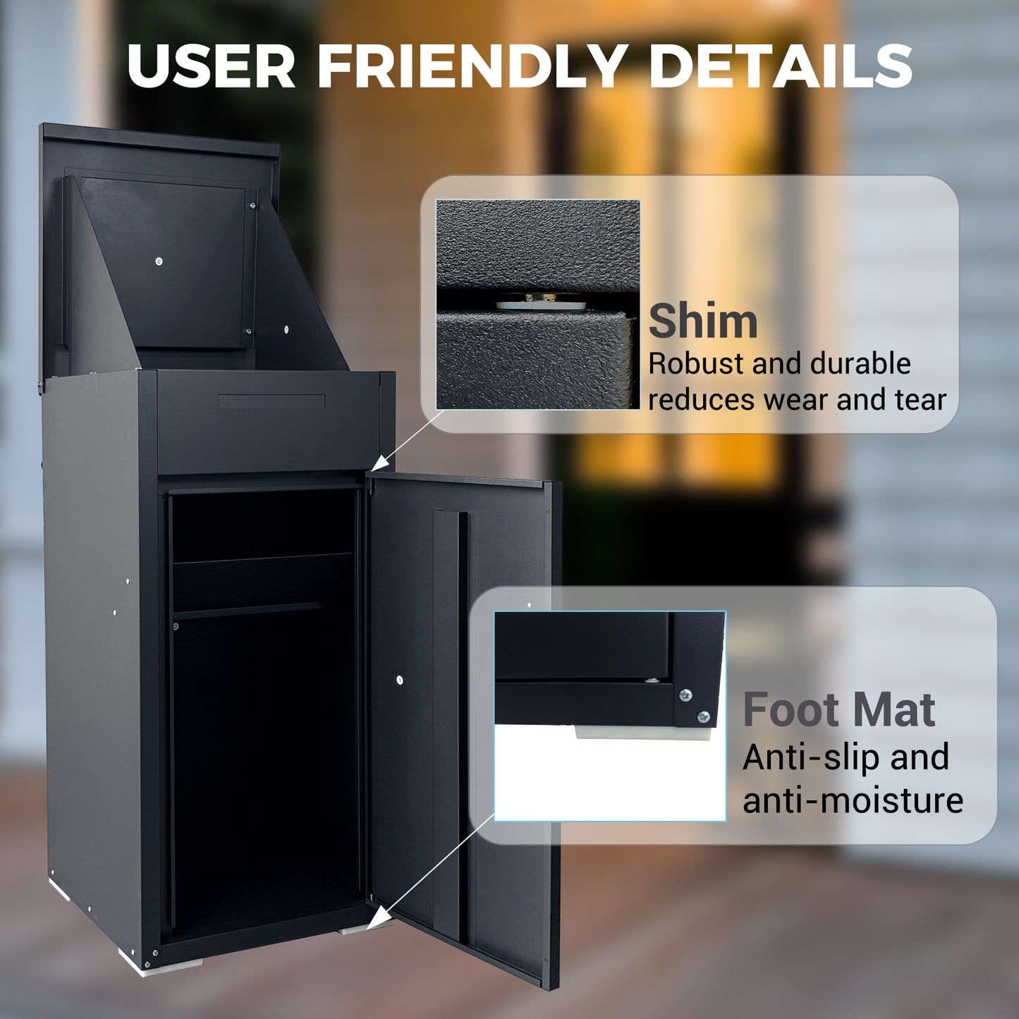 Lockable Steel Package Delivery Box with Mail Compartment - Large Outdoor Porch Mailbox